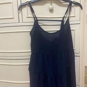 Navy blue flowy open back tank